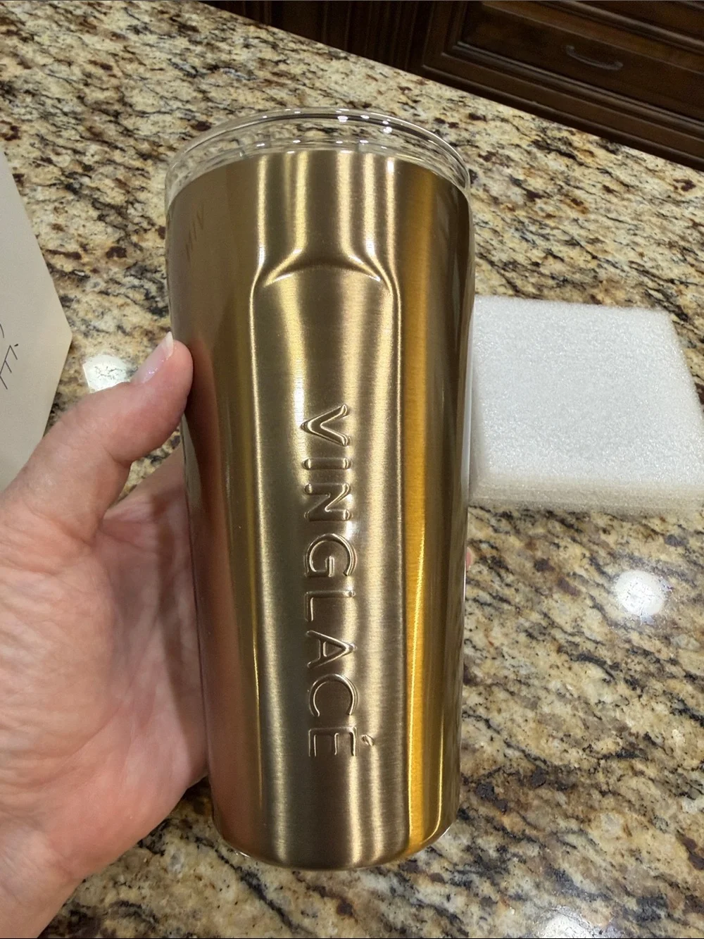 Vinglace’ Copper colored Insulated Glass Tumbler with Lid